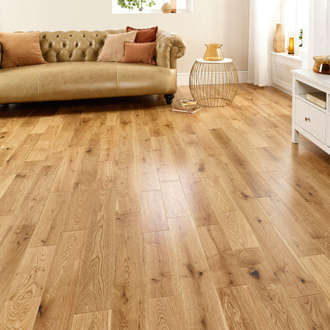 Lusso Florence Natural Smooth UV Lacquered Solid Oak Flooring 125mm