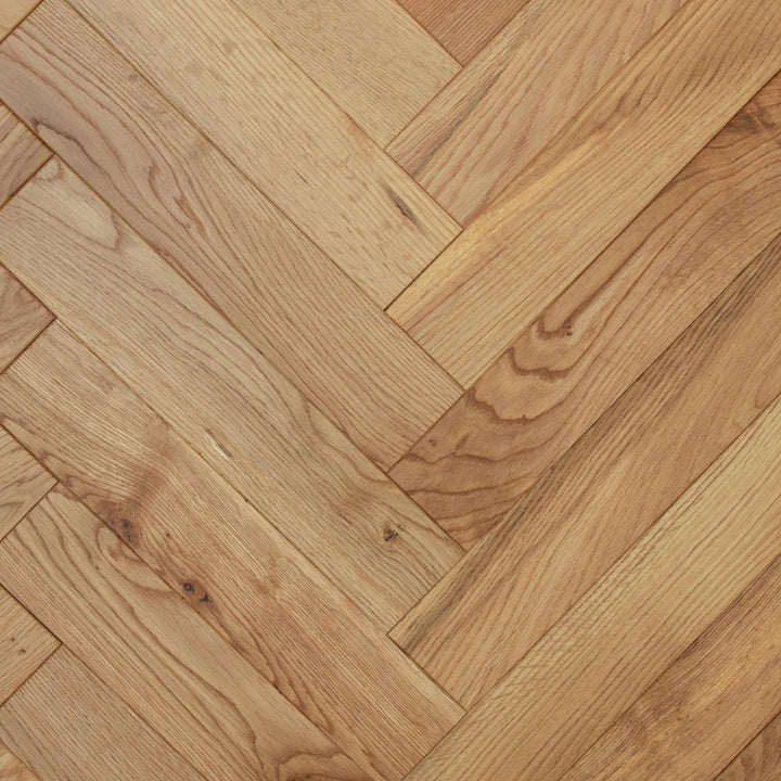 Lusso Genoa Natural Brushed and Lacquered Rustic Herringbone Solid Oak Flooring