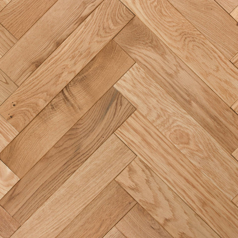 Lusso Genoa Natural Smooth Lacquered Rustic Herringbone Solid Oak Flooring