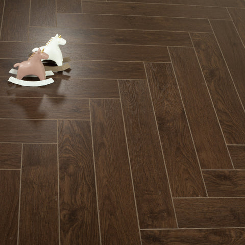 Lusso Parma Walnut Oak Herringbone Laminate Flooring 12mm