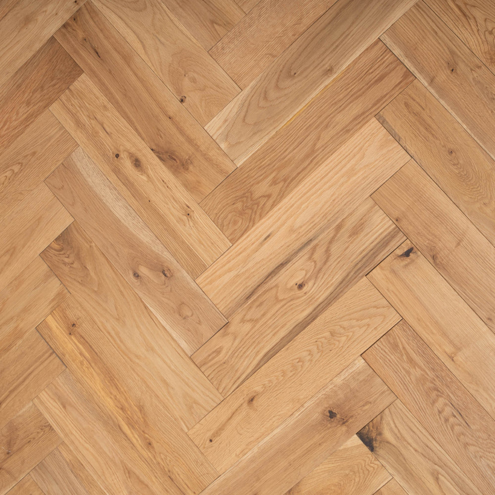Lusso Verona Natural Brushed and Lacquered Rustic Herringbone Solid Oak Flooring