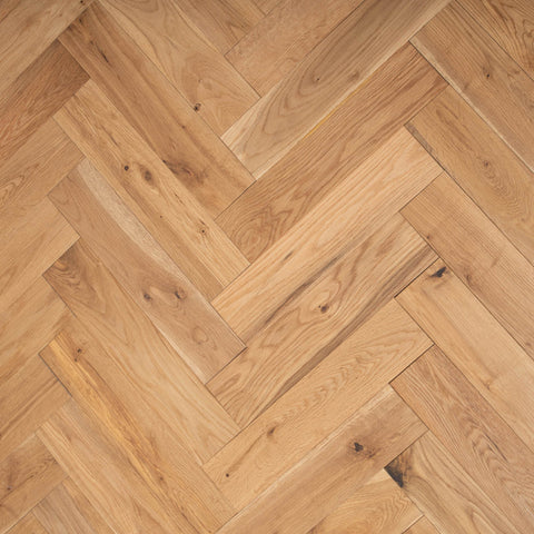 Lusso Verona Natural Brushed and Lacquered Rustic Herringbone Solid Oak Flooring