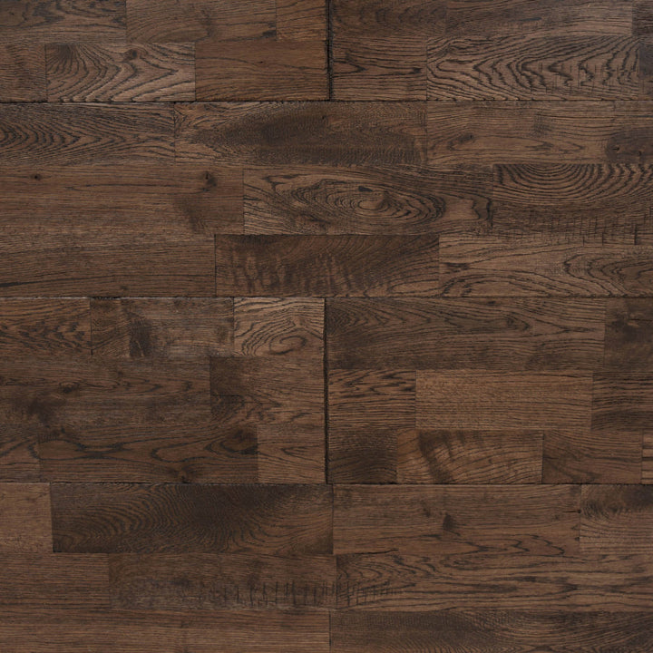 Lusso Florence Chocolate Hand Scraped & Lacquered Distressed Multi Strip Solid Oak Flooring