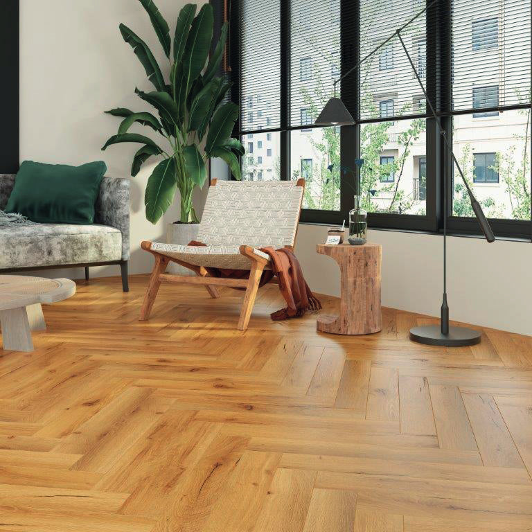 Lusso Prato Dried Cedar Herringbone Laminate Flooring 12mm