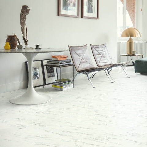 Quick-Step Alpha Oro Marble Carrara White Vinyl Flooring AVSTU40136